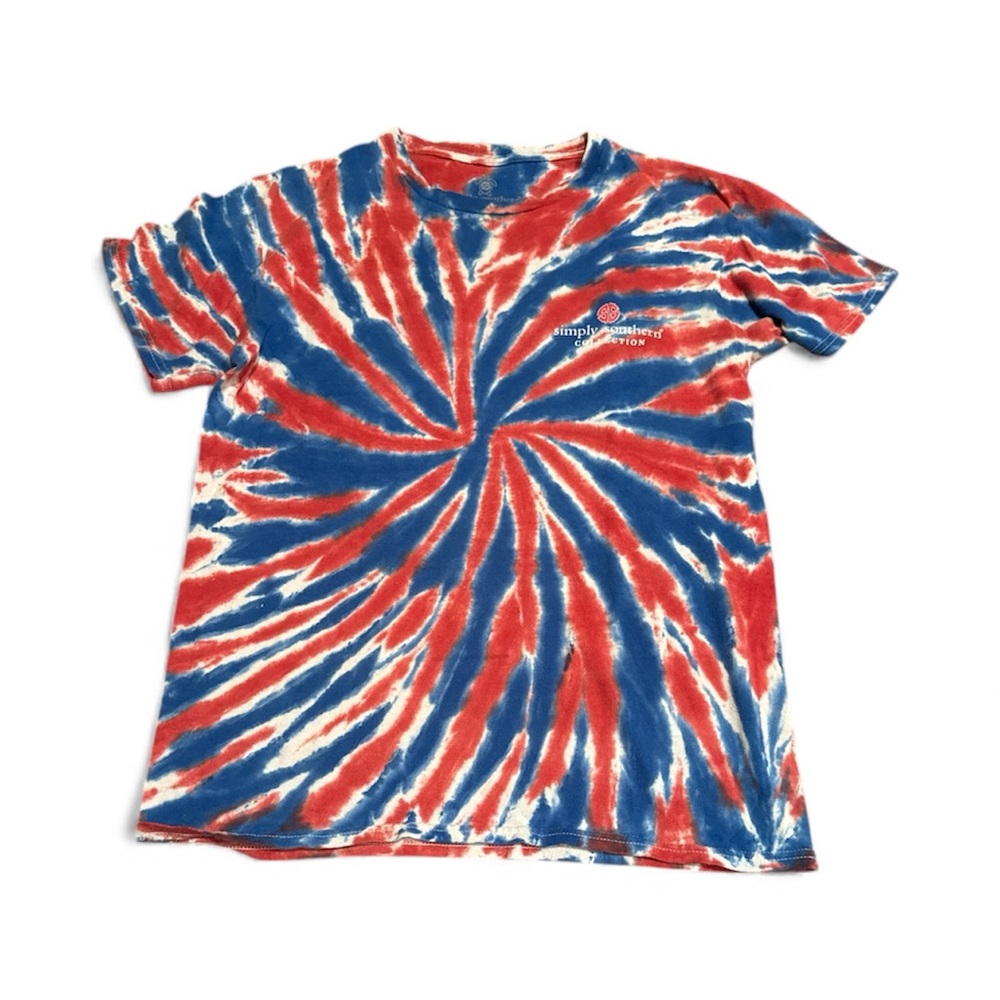 Simply Southern Red and Blue Tie-Dye Shirt